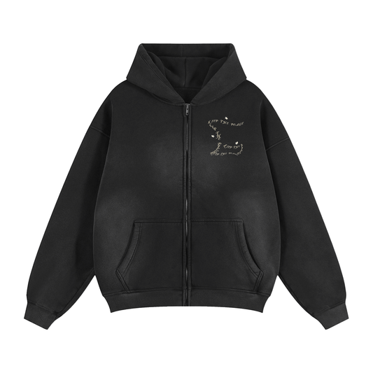 Grimm World Sunfaded Two-way Zipper Hoodie