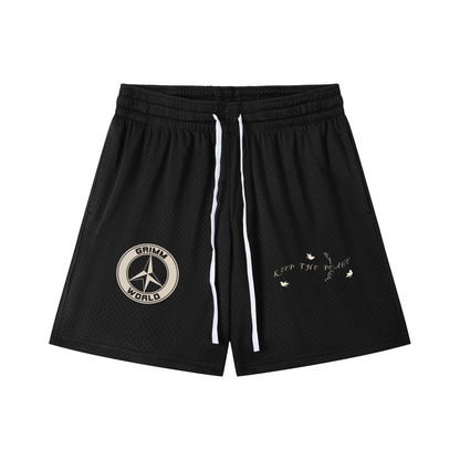 Grimm World Mesh Drawstring Shorts